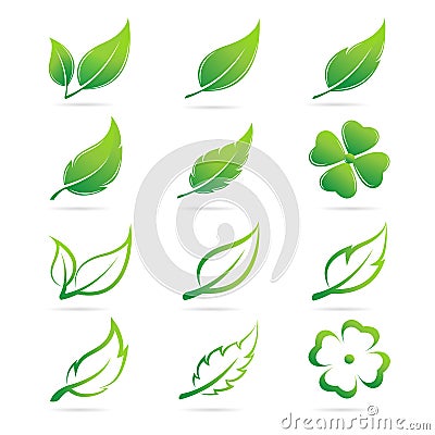 Vector leaves icon set Vector Illustration