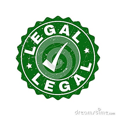Legal Scratched Stamp with Tick Vector Illustration
