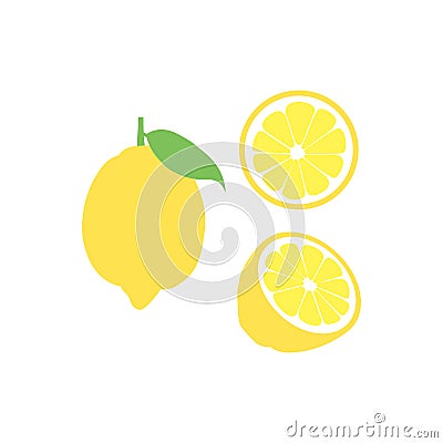 Vector lemon fruit icon set. Isolated on white Vector Illustration