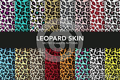 Vector Leopard Skin Seamless Pattern Set. Animal Seamless Texture Collection. Leopard, Safari Animal Skin Fashion Print Stock Photo