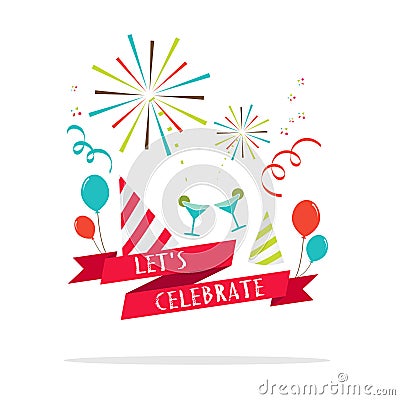 Vector : Let's celebrate banner with party icon Stock Photo