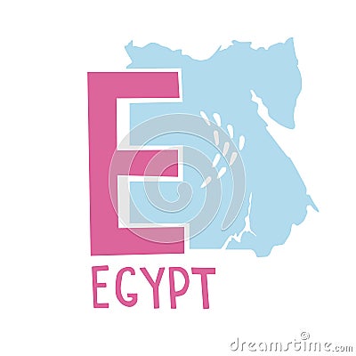 Vector. Letter E and country Egypt. Vector Illustration