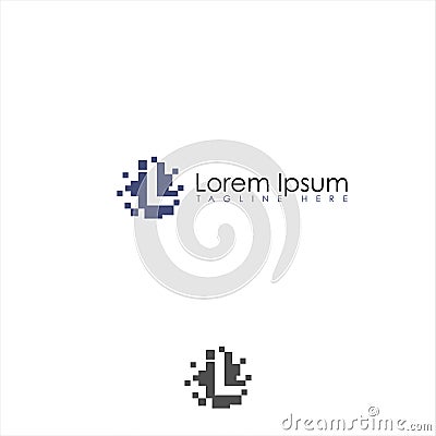 Vector letter L square pixel for tecnology logo Vector Illustration