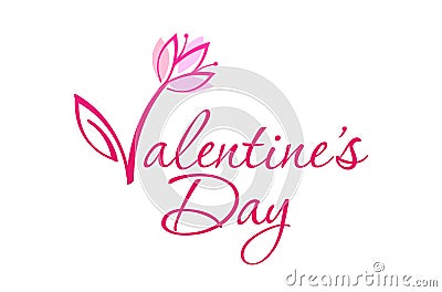 Vector lettering illustration of happy Valentine`s day, February 14. Day of lovers. Greeting Valentine banner, cards, social medi Vector Illustration