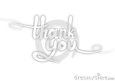Vector Lettering: Thank You, White Design Element Isolated, Paper Art Style. Vector Illustration