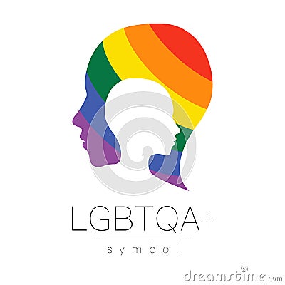 Vector LGBTQA symbol. Pride flag background. Icon for gay, lesbian, bisexual, transsexual, queer and allies person. Can Vector Illustration