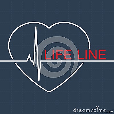 Vector life line and pulse in heart Vector Illustration