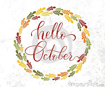 Vector lifestyle lettering hello october Vector Illustration