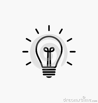 Vector light bulb icon with concept of idea. Brainstorming. Vector Illustration