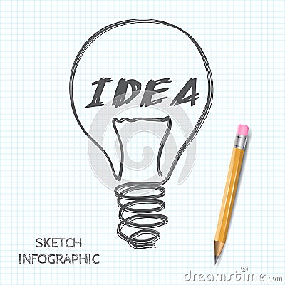 Vector light bulb icon with concept of idea. Vector Illustration