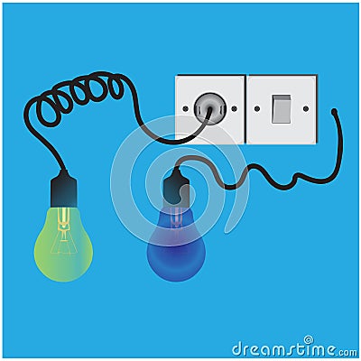 Vector of light bulbs, cables, plugs, and sockets Vector Illustration