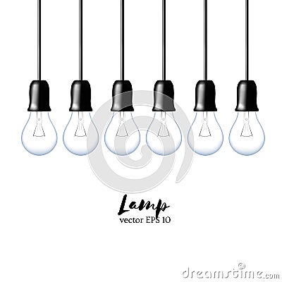 Vector Light bulbs isolated in line. Realistic style lamps. Vector Illustration