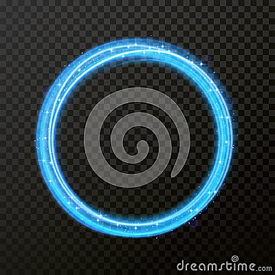 Vector light effect of circle line neon. Glowing light fire flare trace. Vector Illustration