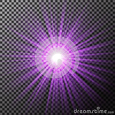 Vector light effect. on transparent. Glowing star rays. Vector Illustration