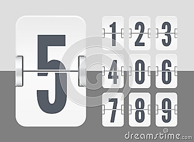 Vector light flip scoreboard template with numbersfor white countdown timer or calendar Vector Illustration