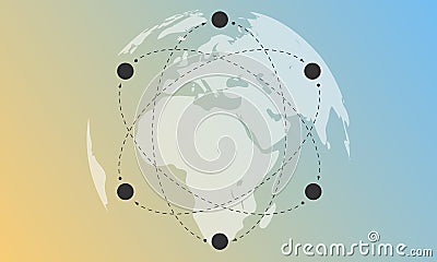 Vector Light globe, orbits of elements and gradient background. Vector Illustration