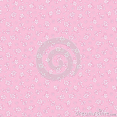 Vector light pink hand drawn flowers repeat pattern. Suitable for gift wrap, textile and wallpaper Stock Photo