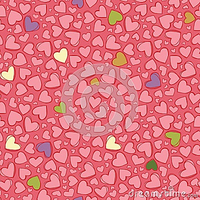 Vector light red heart repeat pattern. Suitable for gift wrap, textile and wallpaper Stock Photo