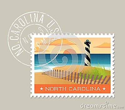 Vector of lighthouse on the outer banks, North Carolina Vector Illustration