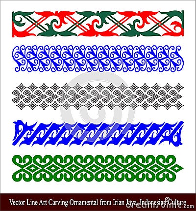 Ukiran Khas Irian Jaya Vector Line Art Carving Ornamental from Irian Jaya, Indonesian Culture Vector Illustration