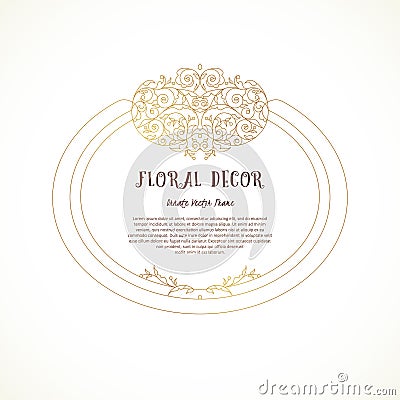 Vector line art frame in Eastern style. Vector Illustration