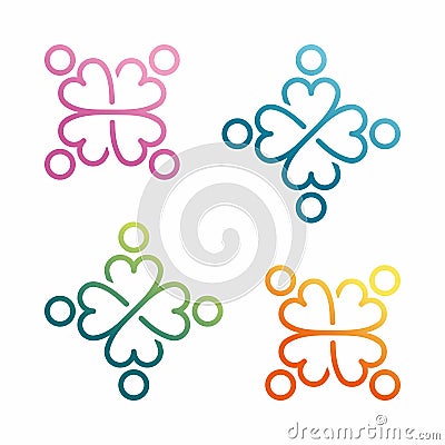 Peoples hand joined together logo Vector Illustration