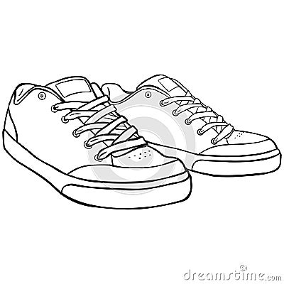 Vector Line Art Skaters Shoes Vector Illustration