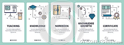 Vector line art web and mobile app template set Vector Illustration