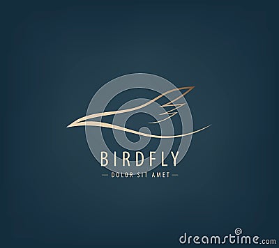 Vector line bird logo, Abstract Vector Illustration