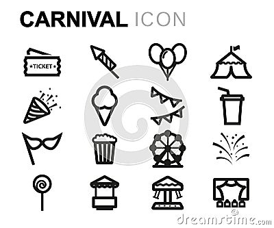 Vector line carnival icons set Stock Photo