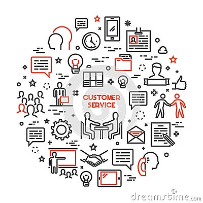 Vector line concept customer service Stock Photo