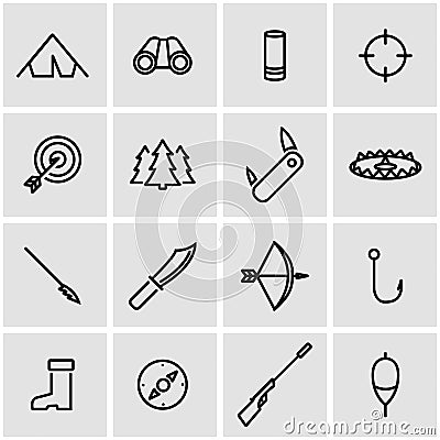 Vector line hunting icon set Stock Photo