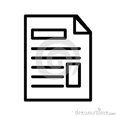 Vector line icon document used to represent a file in digital format. Article outline provided a structure for writing the Vector Illustration