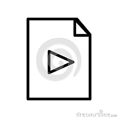 Vector line icon play button on the multimedia interface allows users to watch videos. Simple communication element on the web Vector Illustration