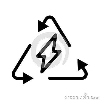 Vector line icon recycle energy isolated on white background Vector Illustration