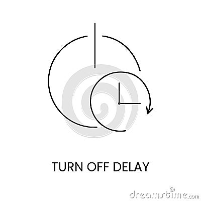 Vector line icon representing delayed shutdown, turn off delay Vector Illustration