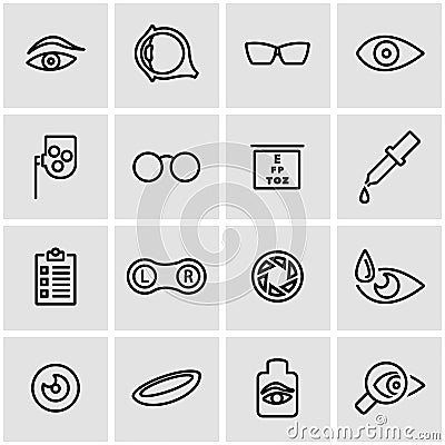 Vector line optometry icon set Stock Photo