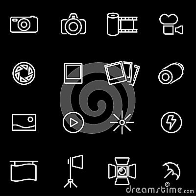 Vector line photo icon set Stock Photo