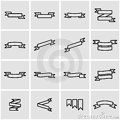 Vector line ribbon icon set Stock Photo