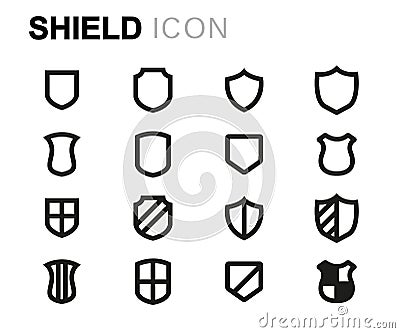 Vector line shield icons set Stock Photo