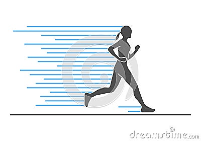 Vector line silhouettes of runner. Stock Photo