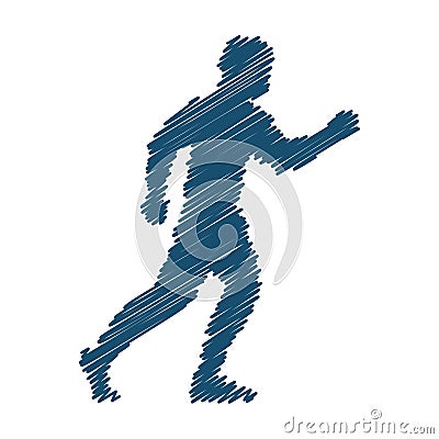 Vector line silhouettes of runner. Stock Photo