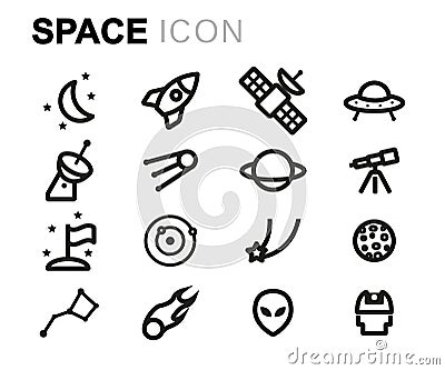 Vector line space icons set Stock Photo