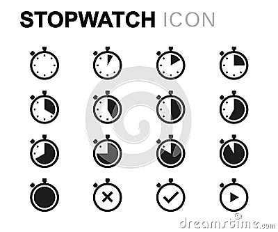 Vector line stopwatch icons set Vector Illustration