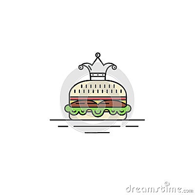 Vector line style icon of fastfood - Royal Burger. Vector Illustration