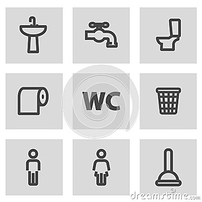 Vector line toilet icons set Stock Photo