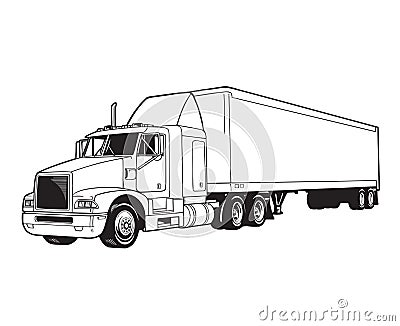 Vector line Trailor truck Vector Illustration