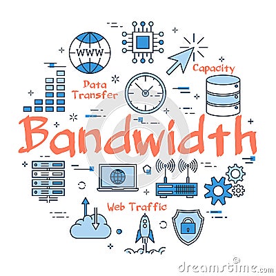 Blue concept of Bandwidth Vector Illustration