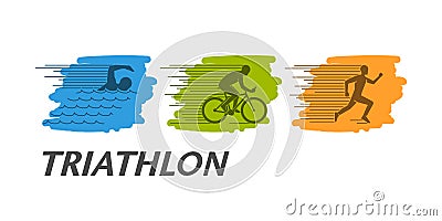 Vector linear design concept for triathlon Stock Photo
