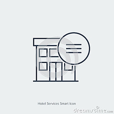 Vector linear Hotel Services Icon with menu in circle Vector Illustration